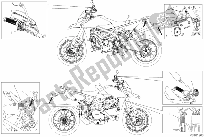 Toutes les pièces pour le Plaques De Positionnement du Ducati Hypermotard 950 Thailand 2020